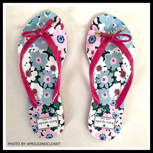 KATE SPADE SANDALS SIGNATURE PRINT BOW SLIDES - Picture 7 of 8